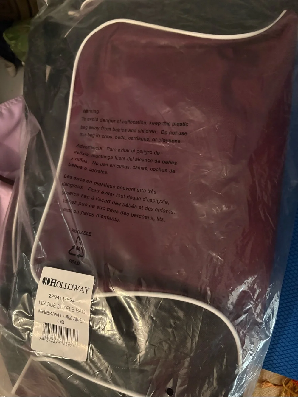Holloway League Duffel Bag – Maroon/Black/White – New/Unused